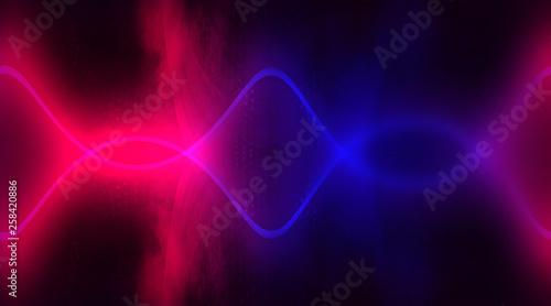 Wallpaper Mural Dark background neon red and blue light. Smooth lines, reflection. Torontodigital.ca