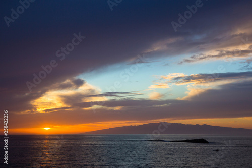 beautiful sunset over the Atlantic ocean at Costa Adaje  Tenerife Island  Spain