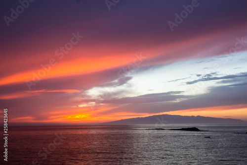 beautiful sunset over the Atlantic ocean at Costa Adaje  Tenerife Island  Spain