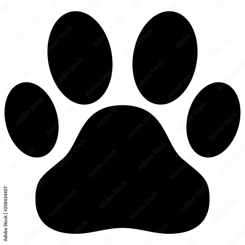 Black dog paw print vector illustration - obrazy, fototapety, plakaty 