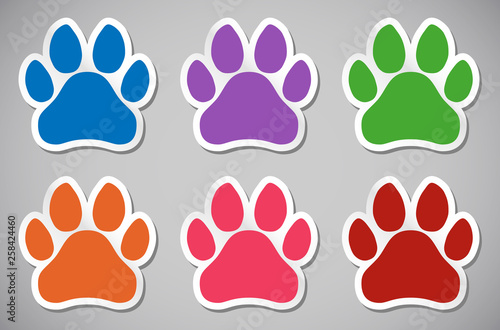 Animal paw print vector illustration sticker
