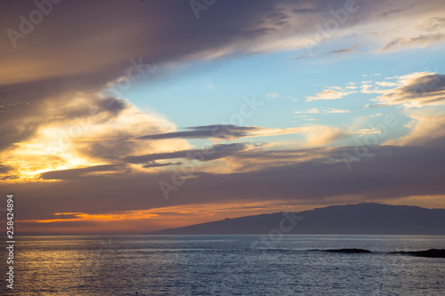 beautiful sunset over the Atlantic ocean at Costa Adaje  Tenerife Island  Spain