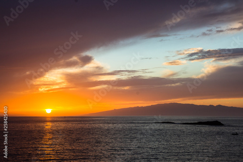 beautiful sunset over the Atlantic ocean at Costa Adaje  Tenerife Island  Spain