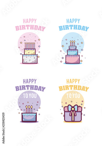 Set of happy birthdat cards photo