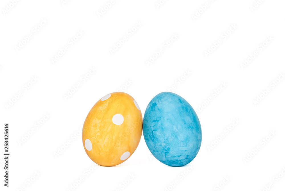 Yellow and blue easter egg isolated on white background Yellow and blue easter egg isolated on white background