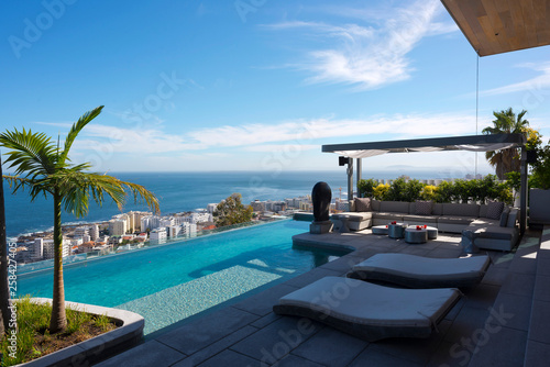 Luxury outdoor living room and swimming pool