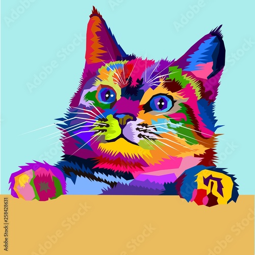 Canvas Print Colorful Cute Kitten Pop Art
