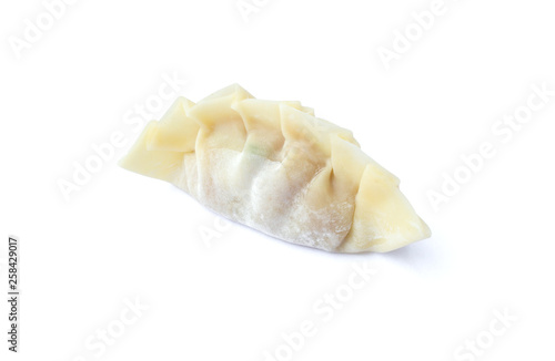 raw dumplings or gyoza isolated on white background