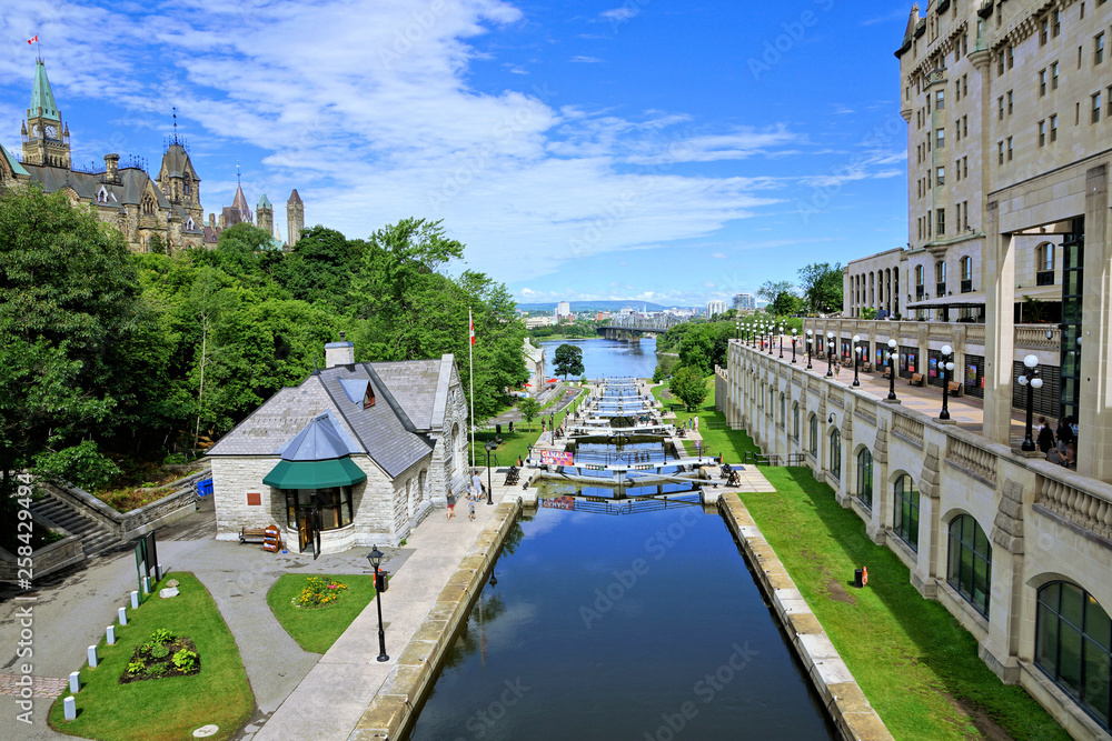 Locks of the Rideau Canal near Parliament Hill, Ottawa, Ontario, Canada