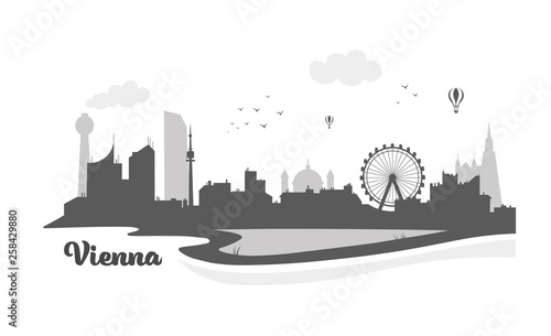Wien Skyline Silhouette Vienna City Banner Black
