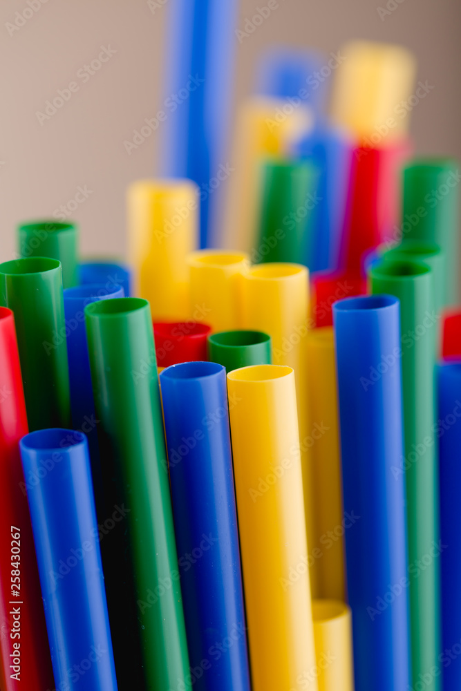 Variety of colorful straws, macro shot Variety of colorful straws, macro shot