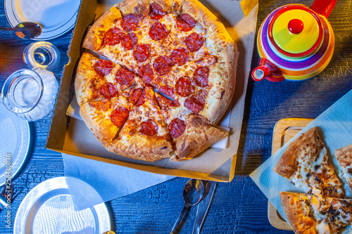 Top view of the pizza. Pizz...