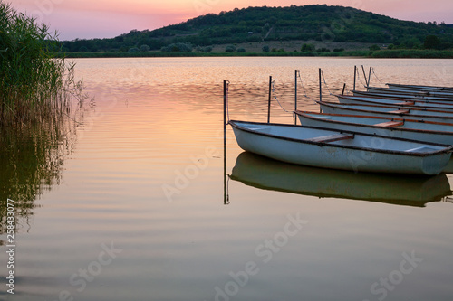 Tihany village, Inner lake with boats, next to Lake Balaton, Hungary