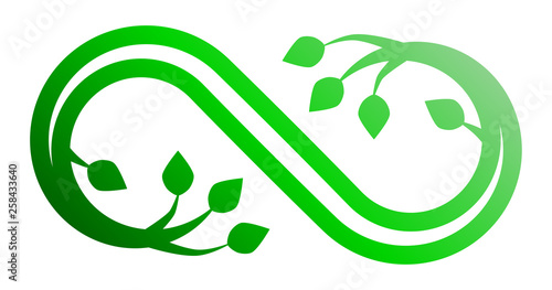 Infinity flourish symbol icon - green gradient outline, isolated - vector
