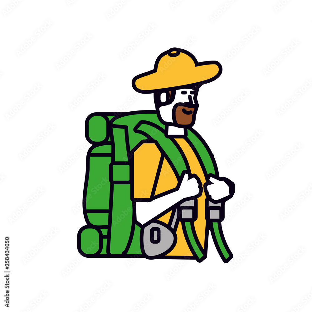 Obraz premium traveler man with travel bag avatar character