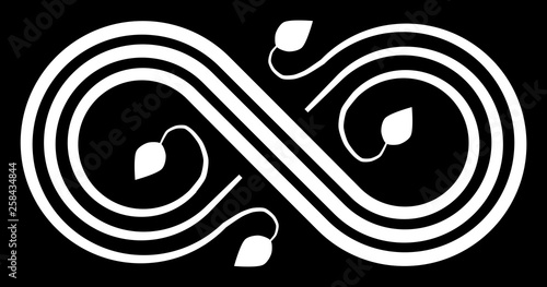 Infinity flourish symbol icon - white, isolated - vector