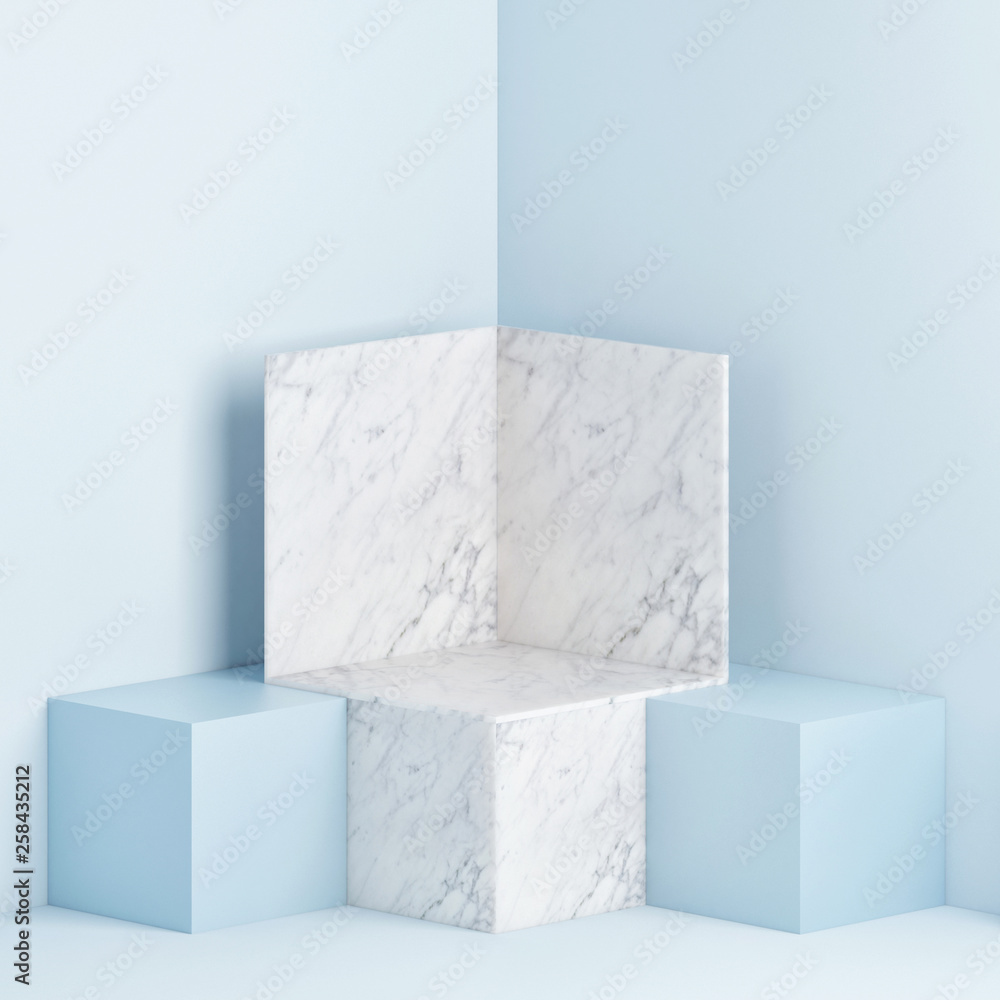 Mock up podium scene, blue background, 3d render 3d illustration Mock up podium scene, blue background, 3d render 3d illustration