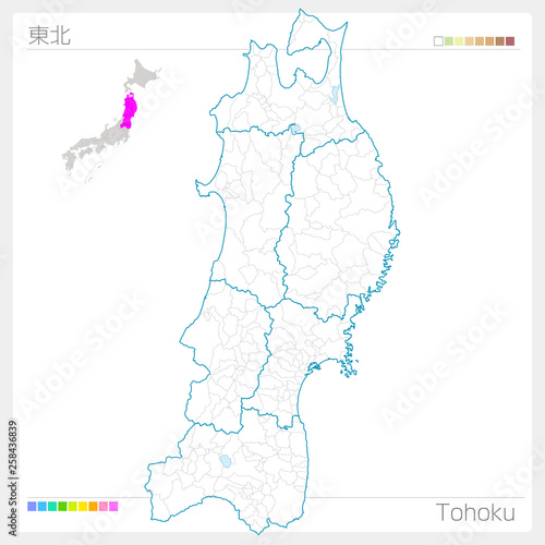 東北の地図 Tohoku 白地図風 Stock Vector Adobe Stock