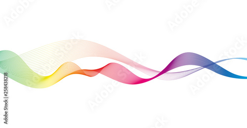 Wave of the many colored lines. Abstract wavy stripes on a white background isolated. Creative line art. Design elements created using the Blend Tool. 