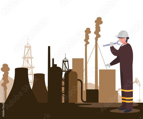 oil industry worker with tools avatar character