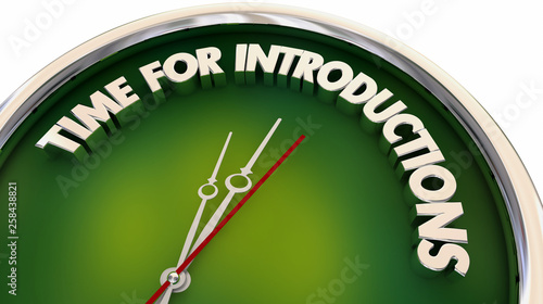 Time for Introductions Meeting Greeting Clock 3d Illustration photo