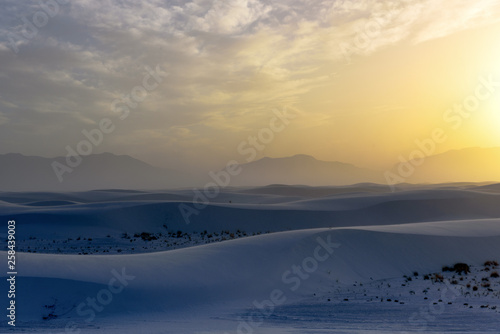 Sunset over White White sand Dunes