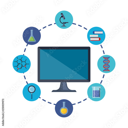 desktop computer with telemedicine icons