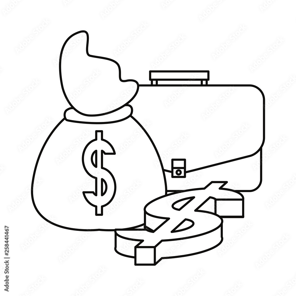 business suitcase coins money bag