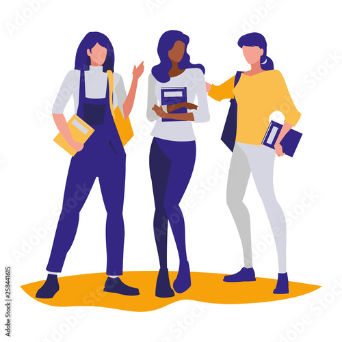 young girls students modeling