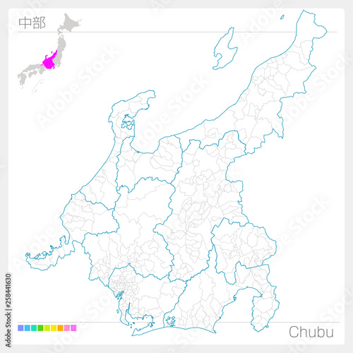中部の地図・Chubu（白地図風）