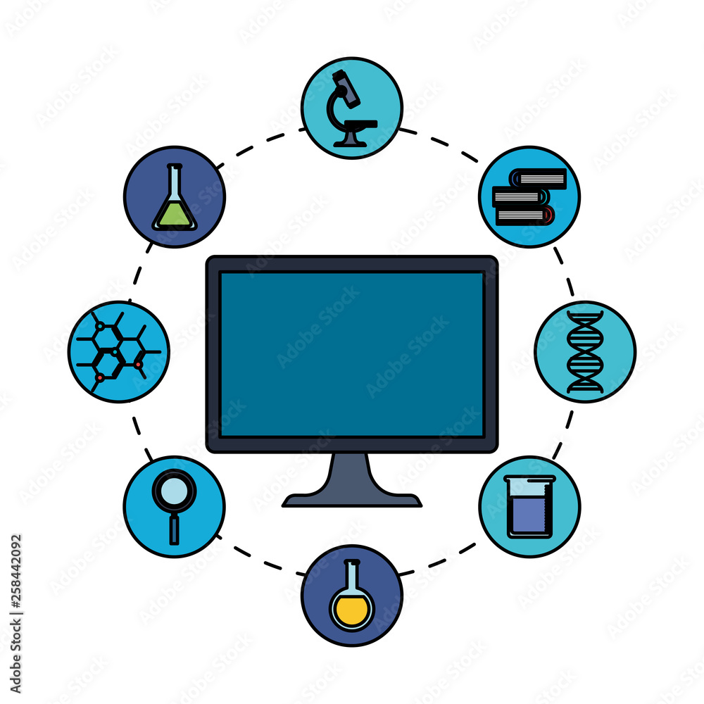 desktop computer with telemedicine icons desktop computer with telemedicine icons