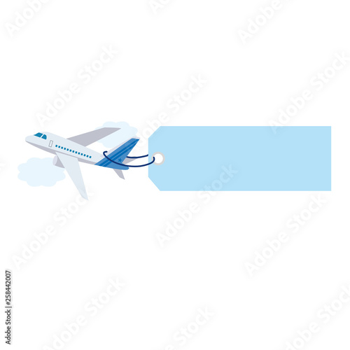 飛行機　タグ　旅行イメージ　イラスト