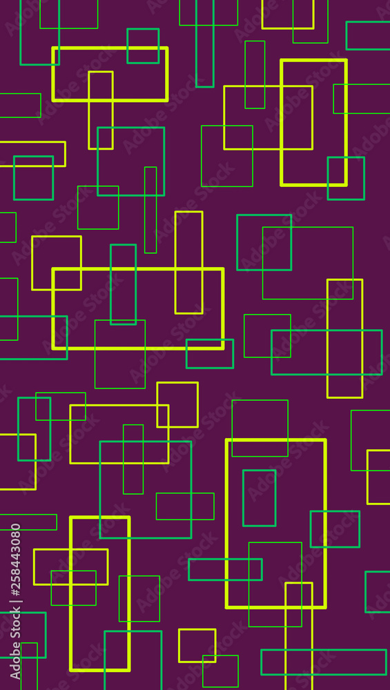 Light green and yellow contour rectangles on a purple background