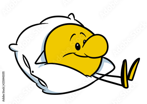 Smiley character emotion smile rest pillow cartoon illustration isolated image 