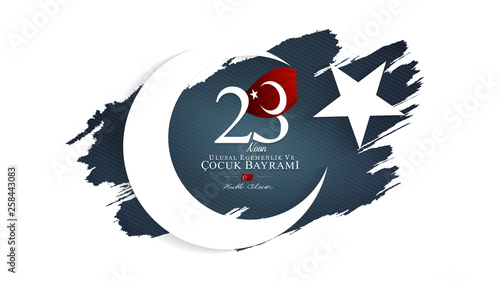 23 April, National Sovereignty and Children’s Day (23 nisan ulusal egemenlik ve cocuk bayrami) vector illustration.