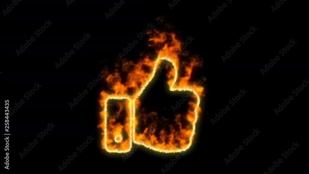 thumbs up symbol inflames. Then disappears. In - Out loop. Alpha channel Premultiplied - Matted with color black thumbs up symbol inflames. Then disappears. In - Out loop. Alpha channel Premultiplied - Matted with color black
