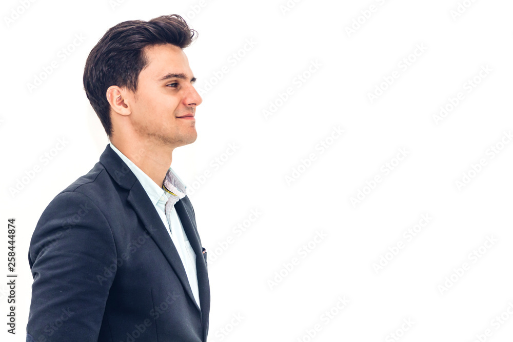 Portrait of handsome man smiling isolated on white background Portrait of handsome man smiling isolated on white background