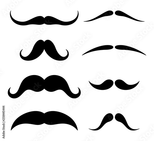 Set of hipster mustache on white background