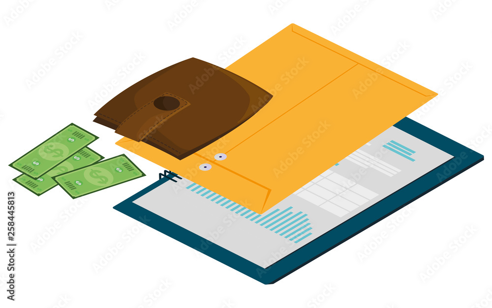 wallet with bills dollars and notepad wallet with bills dollars and notepad