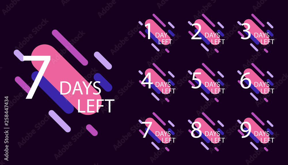 Number of days left badge, for promotion, sale, template, flayer,banner, poster and other Number of days left badge, for promotion, sale, template, flayer,banner, poster and other