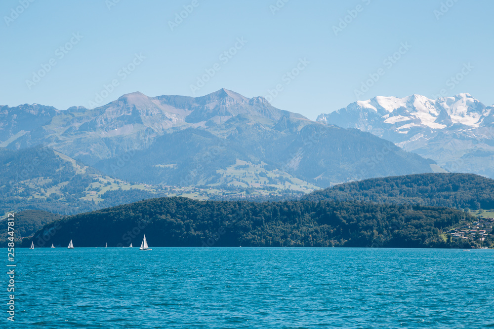 Thun lake and alps mountain in Switzerland