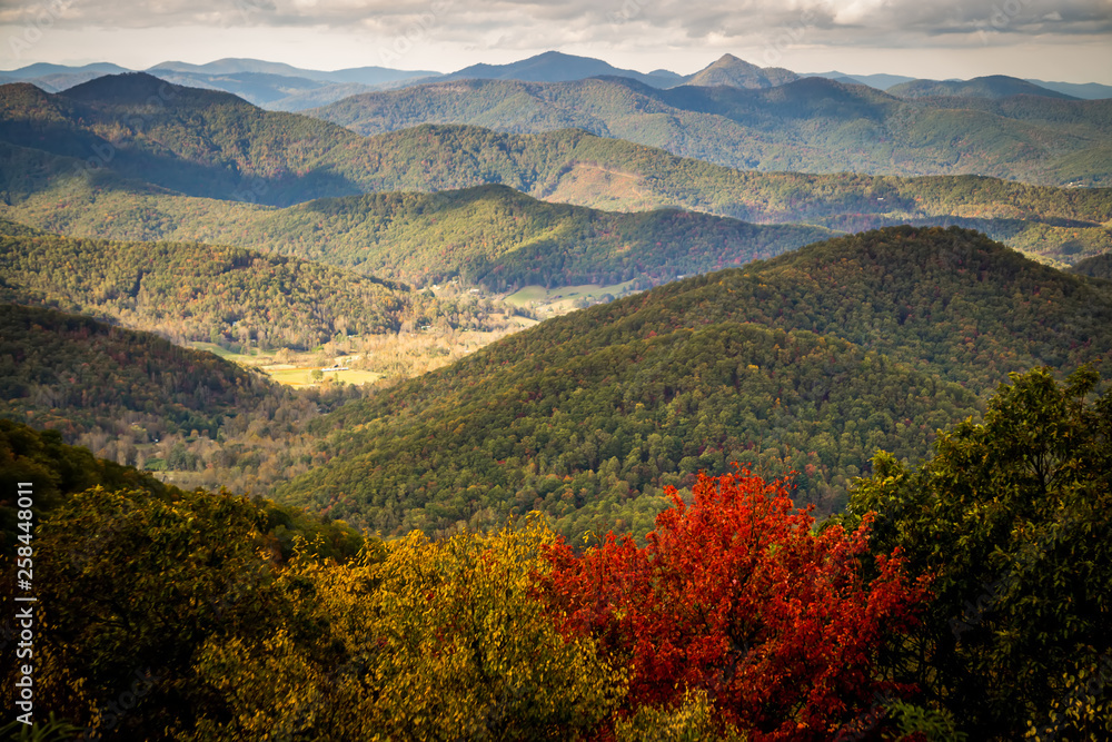 blue ridge and smoky mountains changing color in fall
