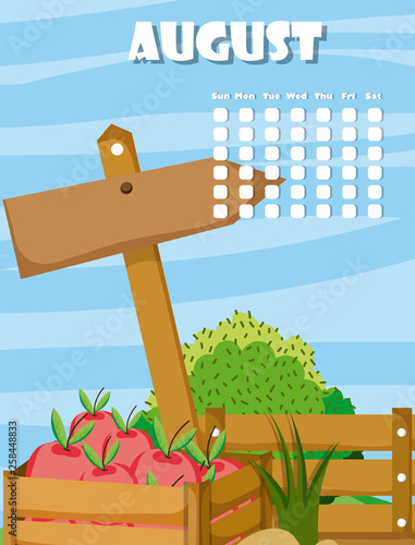 Calendar with farm cartoons