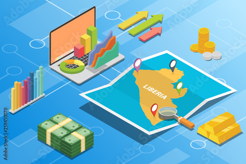 liberia isometric financial economy condition concept for describe country growth expand - vector
