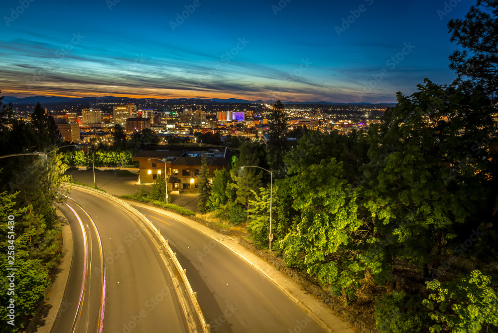 Panoramic View Spokane Washington Downtown City Skyline