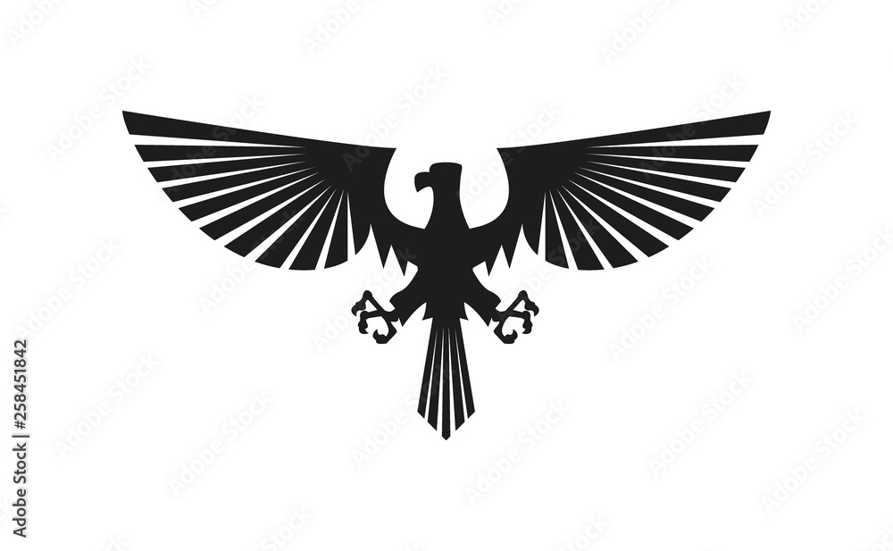 Fototapeta premium Black eagle silhouette isolated on white background.