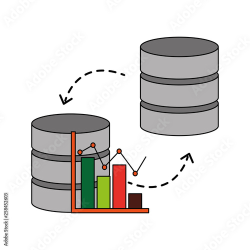 data center disks with statistical graphical isolated icon