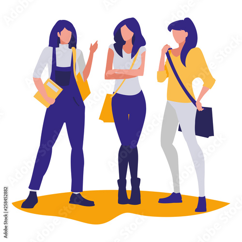 young girls students modeling