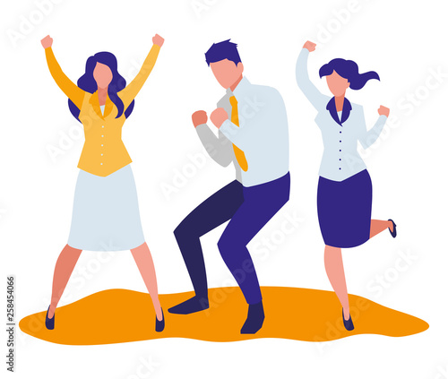 elegant business people celebrating characters