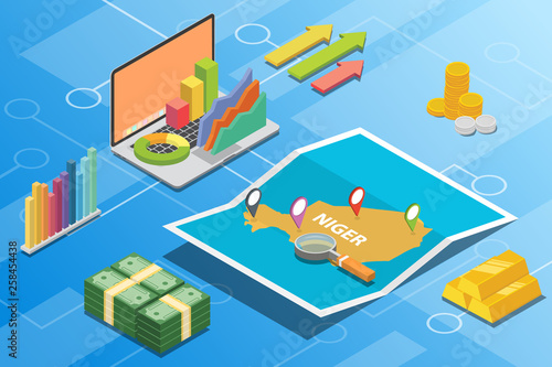 niger isometric financial economy condition concept for describe country growth expand - vector